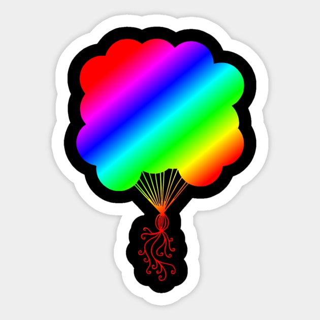 Rainbow Party Balloons Silhouette Sticker by Art by Deborah Camp